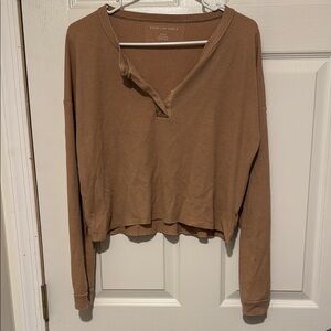 American Eagle Outfitters Brown Crop Hoodie Relaxed Fit